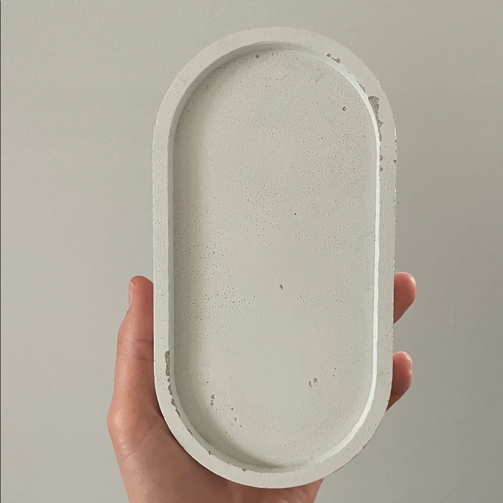 Handmade White Oval Concrete Soap Tray